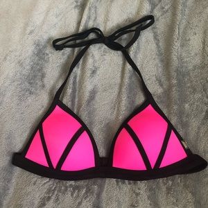PINK Color Block Bikini Top